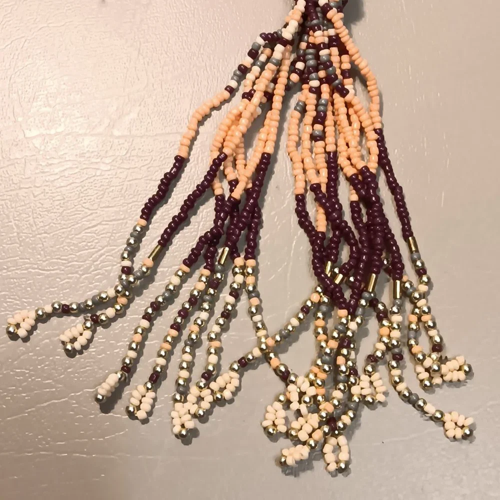 Bogot multicolor seed bead matching jewelry set tassel necklace & earrings - NWT